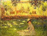 Sitting Canvas Paintings - Woman Sitting in a Garden
